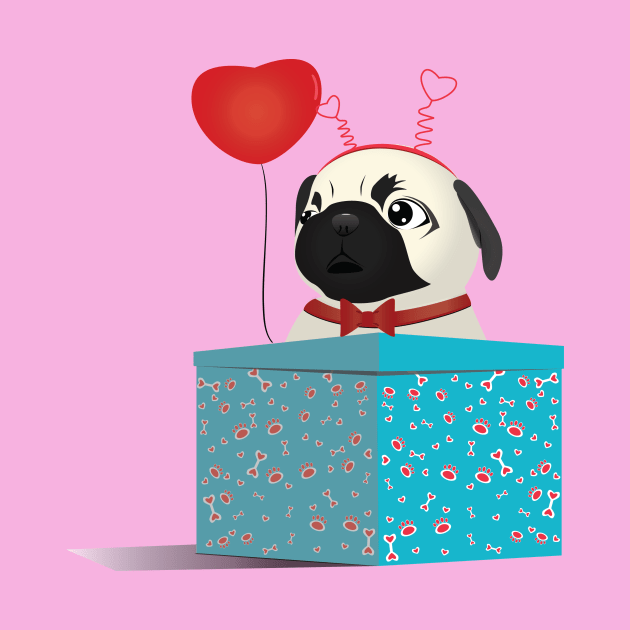 Puppy Pug Valentine by Kanom-Tom