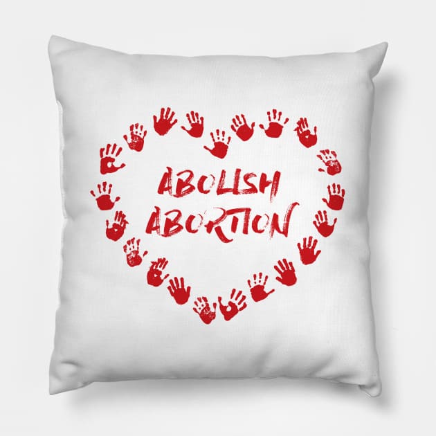 Abolish Abortion - Heart Hands - Red Pillow by Barn Shirt USA