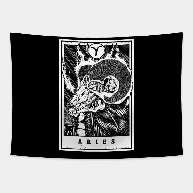 Aries Zodiac Tarot Tapestry by Scottconnick