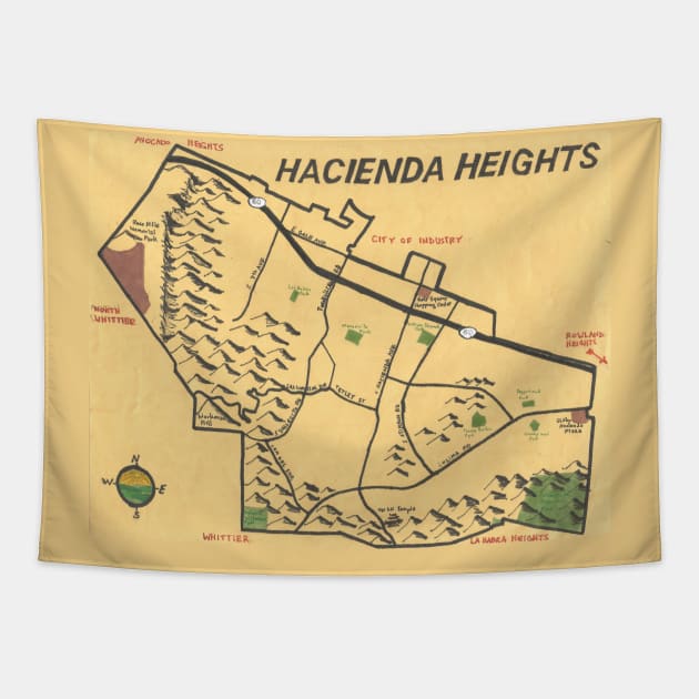 Hacienda Heights Tapestry by PendersleighAndSonsCartography