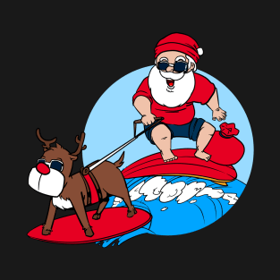 Christmas By The Beach Santa Is Coming T-Shirt