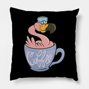 Flamingo drink coffee Pillow