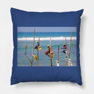 Stilt fishing, Weligama, Sri Lanka Pillow