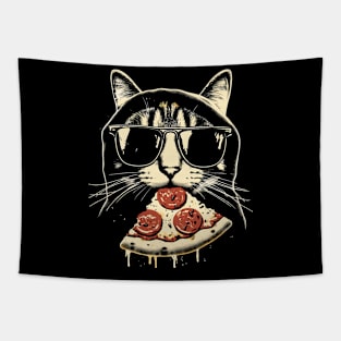 Cat Eating Pizza Tapestry