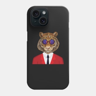 Retro Tiger In A Red Suit And Sunglasses Phone Case