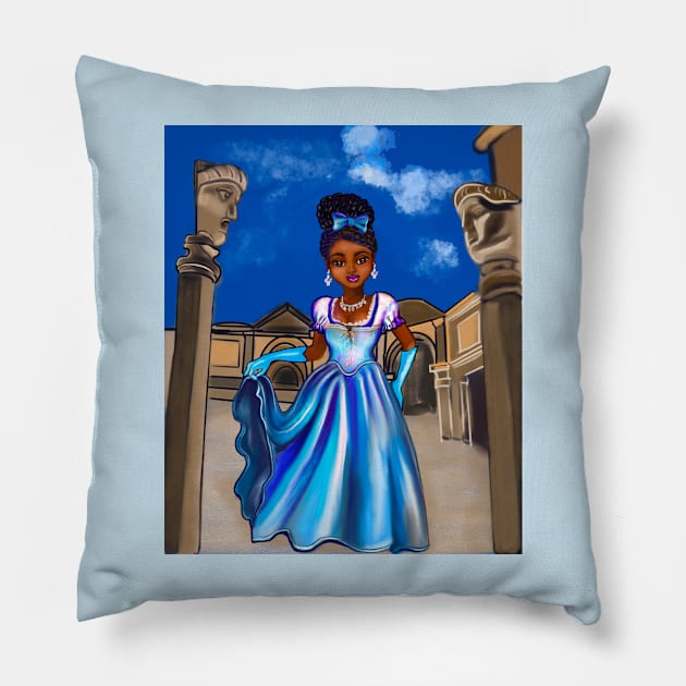 Princess in Roman inspired courtyard   ! beautiful  black girl with Afro hair, brown eyes and dark brown skin. Hair love ! Pillow by Artonmytee