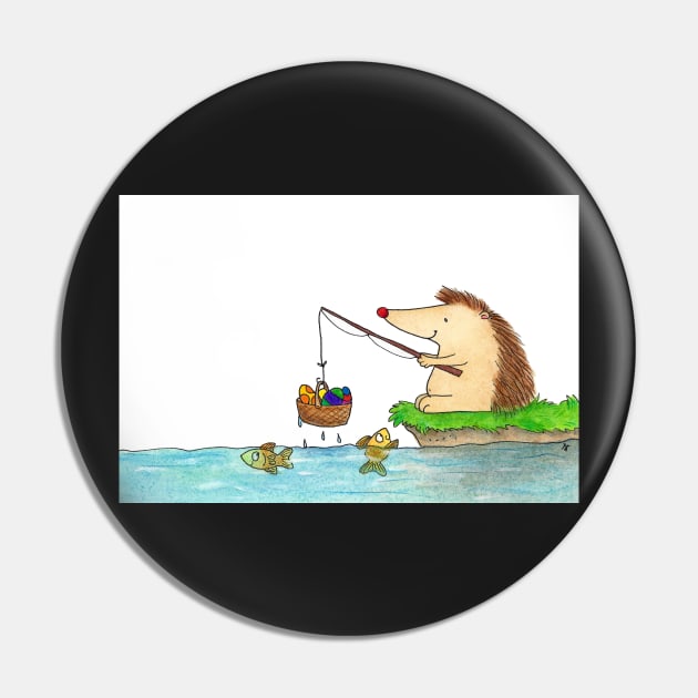 Fishing Easter Hedgehog Pin by nicolejanes