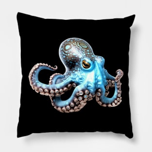 Swimming Octopus In Blue Pillow