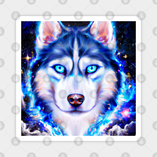 Neon Husky Dog Magnet by AnnieDreams