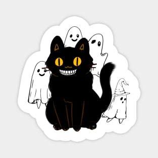 BLACK CAT AND GHOSTS Halloween Trendy Magnet