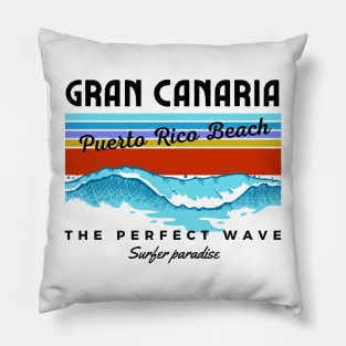 Vintage Puerto Rico Beach Gran Canaria Spain Pillow