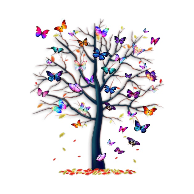 Colorful Butterfly Trees by QueenTees