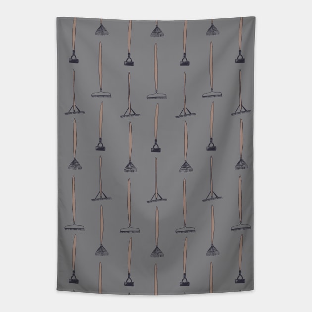 Rakes & Hoes Tapestry by crumpetsandcrabsticks