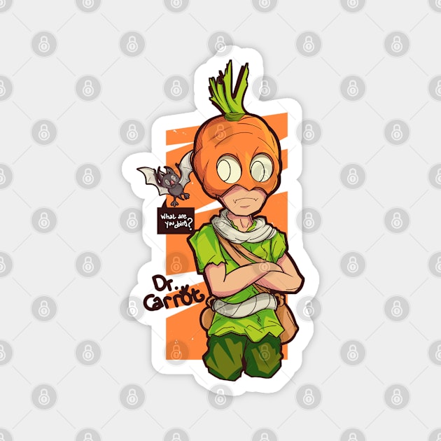 Carrot Cartoon Character Magnet by Alsiqcreativeart