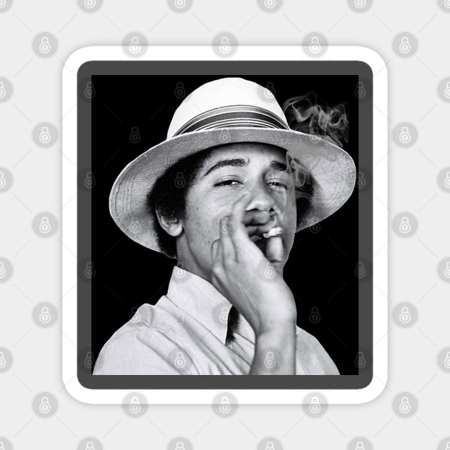 Barack Obama Smoking Vintage Smaller Image Magnet by Matt's Wild Designs
