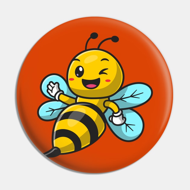 Cute Bee Waving Hand Cartoon Pin by Catalyst Labs