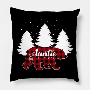 Buffalo Red Plaid Auntie Bear Matching Family Christmas Pillow