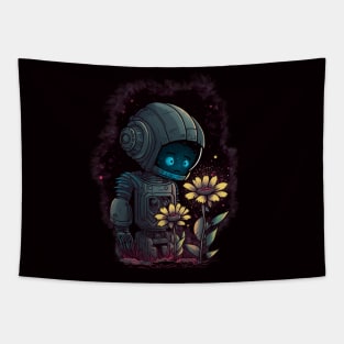 yellow flowers and robots Tapestry