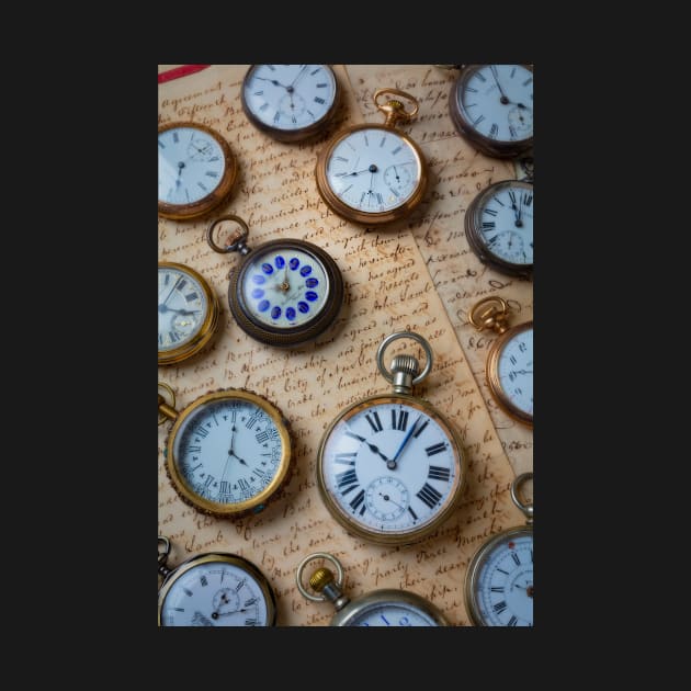 Antique Pocket Watches On Vintage Letters by photogarry