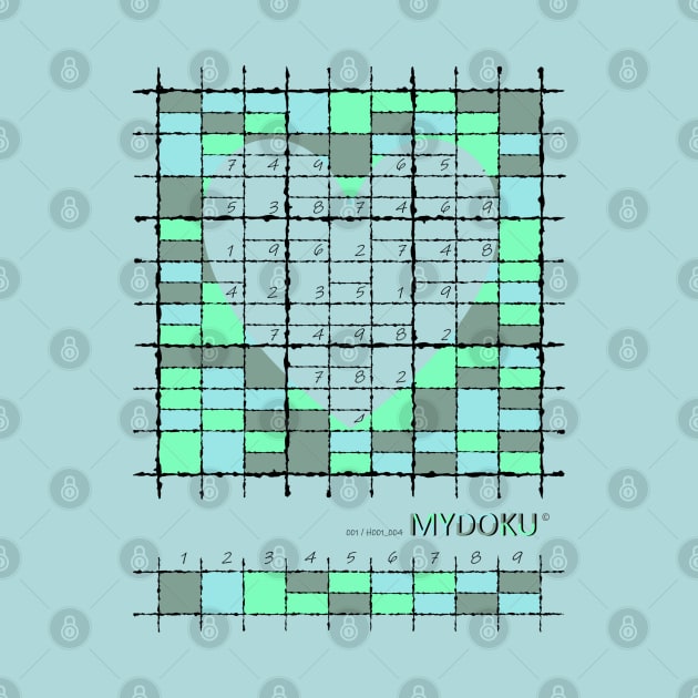 Mydoku_001_H001_004_F: Sudoku, Sudoku coloring, logic, logic puzzle, holiday puzzle, fun, away from screen by Mydoku