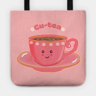 Cu-tea cute pink tea cup Tote