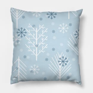 Pattern with winter forest and snowflakes Pillow