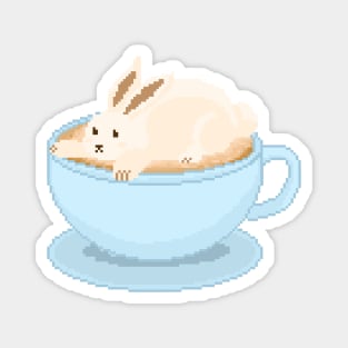 Cute bunny cappuccino in a blue cup Magnet