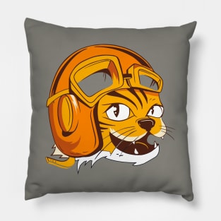 Tiger wearing vintage flying helmet's and goggles. Pillow