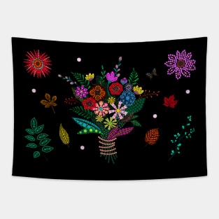 Dot Art Floral Arrangement Tapestry