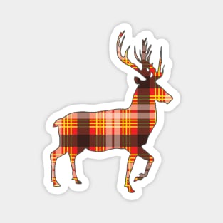 Red, Yellow and Black Tartan Scottish Stag Silhouette Magnet