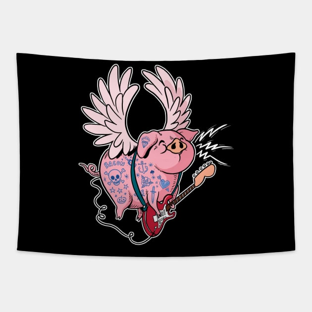 Pigs Rock! Tapestry by RudeOne