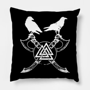 Huginn and Muninn, Odins Raven and Valknut Pillow