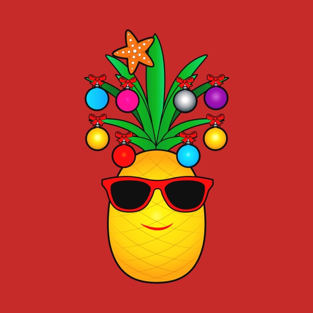 Cartoon Pineapple Decorated for Christmas by PenguinCornerStore