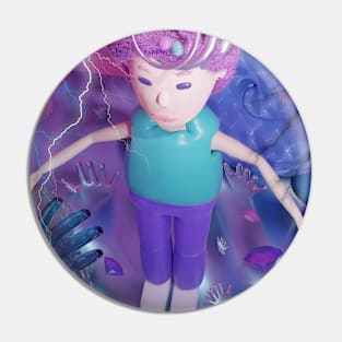 THE GIRL. CUTE 3D PINK DIGITAL ART Pin