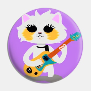 Persian Cat playing guitar Pin