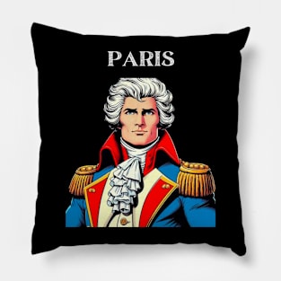 Paris France White Powdered Wig Man Comic Book Superhero Pillow