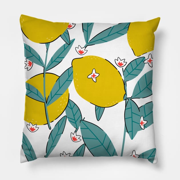 Lemon pattern Pillow by Yurapura