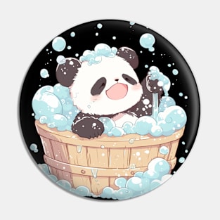 Panda In A Bubble Bath - Panda Bear Japanese Pin