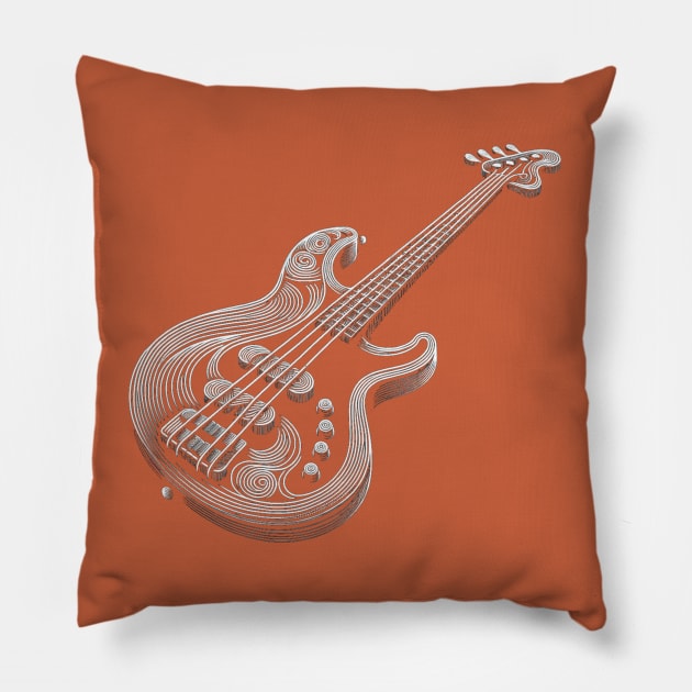 Bass guitar made of lines - light lines Pillow by NebulaWave