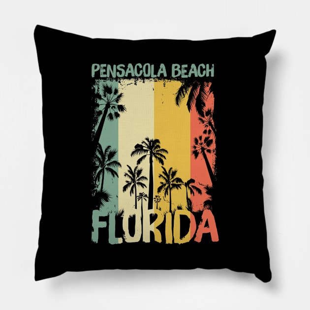 Vintage 70s 80s Pensacola Beach Vacation Souvenir Pillow by paola.illustrations