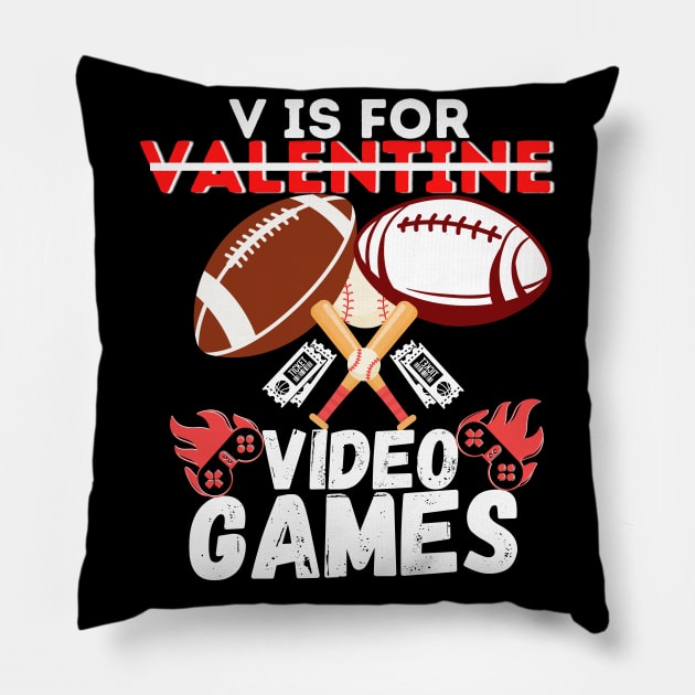 V is for valentine video games Pillow by Cutiepunks