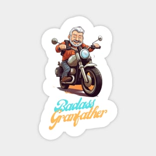 Badass Grandfather on a motorbike Magnet