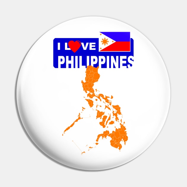 I Love Philippines Pin by tatzkirosales-shirt-store