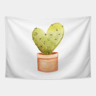 cactus heart watercolor Tapestry