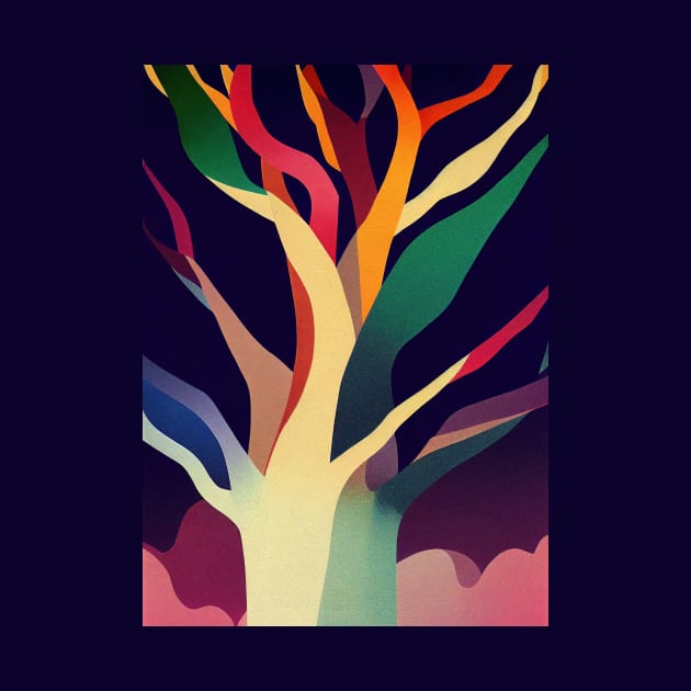 Rainbow Branches and Bark - Vibrant Colored Whimsical Minimalist - Abstract Minimalist Bright Colorful Nature Poster Art of a Leafless Tree by JensenArtCo