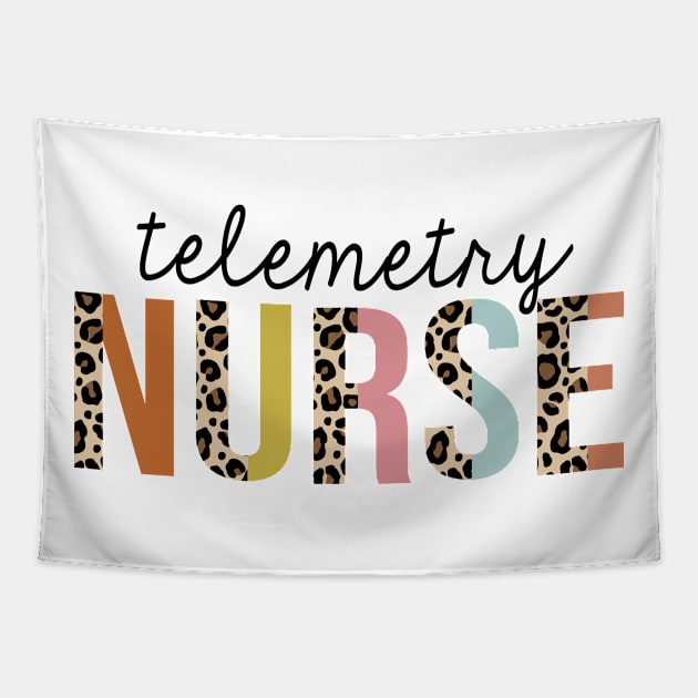 Telemetry Nurse Leopard Print Registered RN Nursing Appreciation Tapestry by HeroGifts