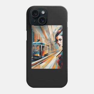 A Woman and a Tram 005 - Cubo-Futurism - Trams are Awesome! Phone Case