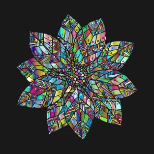Multicolour mandala flower mosaic prismatic T-Shirt