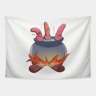 Hotpot Worms Halloween Cute Food Tapestry