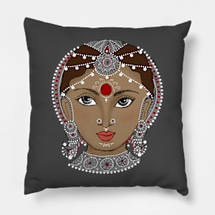 Sketch Face : Traditional Beautiful Indian Women Face Pillow